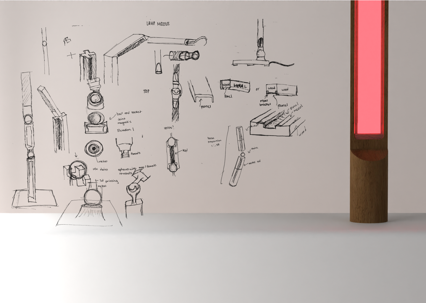 Plant Grow Lamp with concept sketches