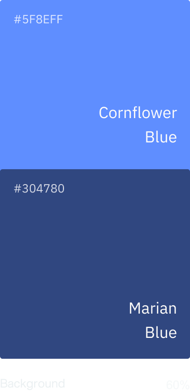 color pallet CornFlower Blue and Marian Blue