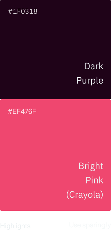 color pallet Dark Purple and Bright Crayola Pink