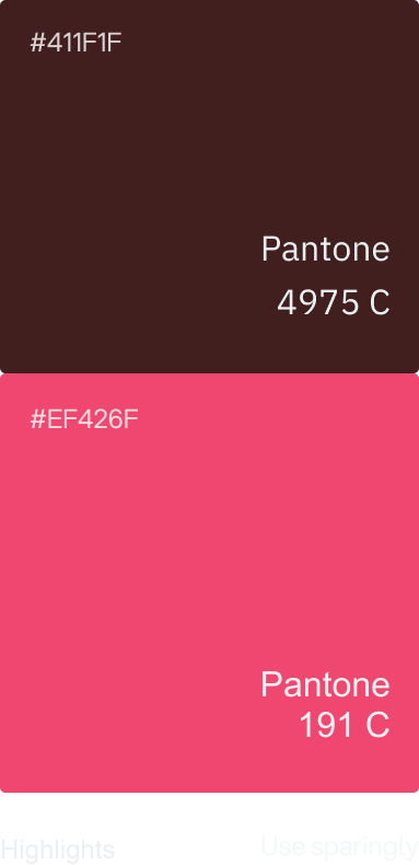 color pallet Pantone 4975 C and Pantone 191 C