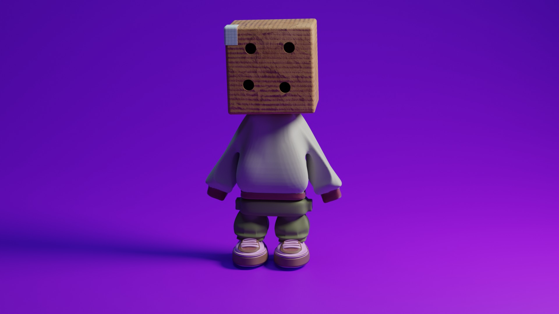 blind box character with cardboard head
